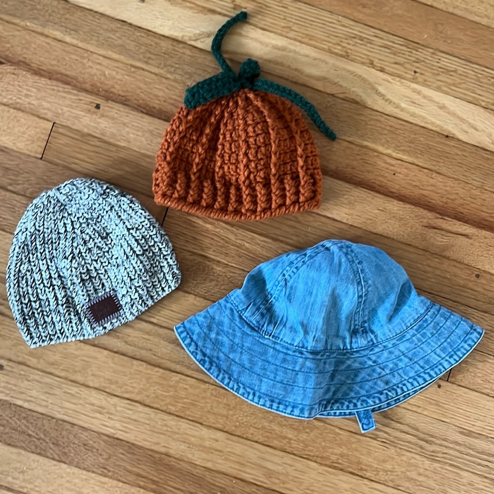 Infant winter hat and bucket hat bundle